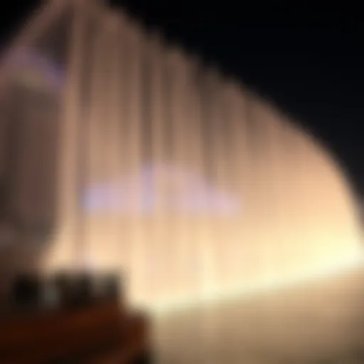 Majestic view of the Dubai Fountains performing at night