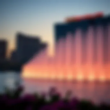 Sunset View Enhancing the Experience of Dubai Fountains Spectacular sunset backdrop for the Dubai Fountains