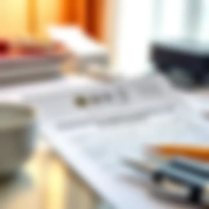 Documents required for residency applications arranged on a desk