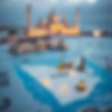 Map highlighting the UAE with significant landmarks