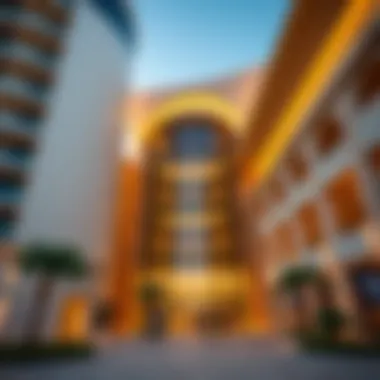 Architectural details of Curve Building highlighting modern design elements