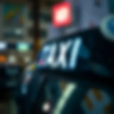 Close-up of a Dubai taxi sign