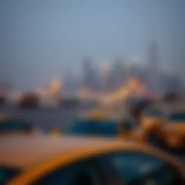 Scenic view of Dubai with taxis