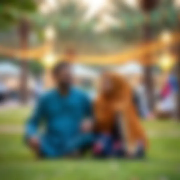 Families enjoying the Eid holiday together in a Dubai park