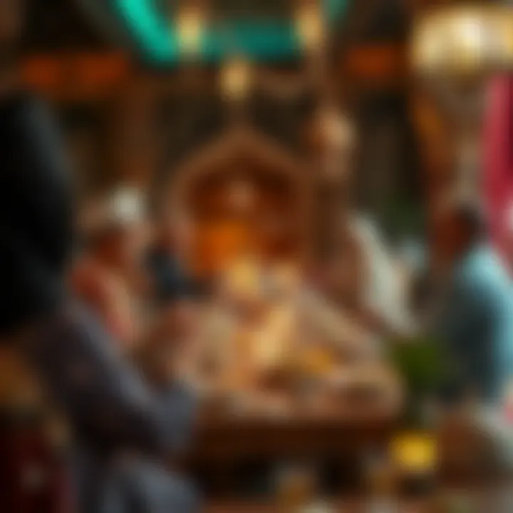 Traditional Iftar setting in Dubai with cultural decor