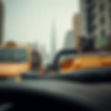 Tourists using a taxi in Dubai