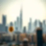 Visual representation of Dubai skyline with real estate symbols