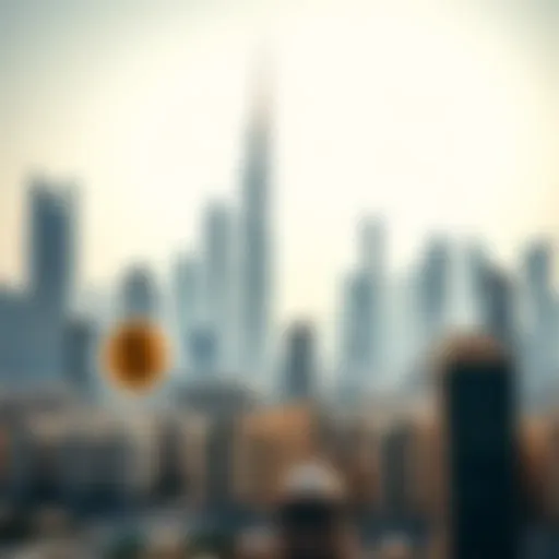 Visual representation of Dubai skyline with real estate symbols