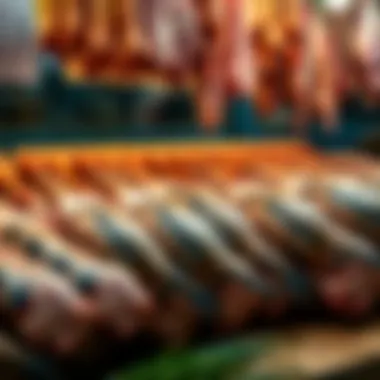 Exotic Meats at the Waterfront Market Exotic meats on display, highlighting the diversity of goods