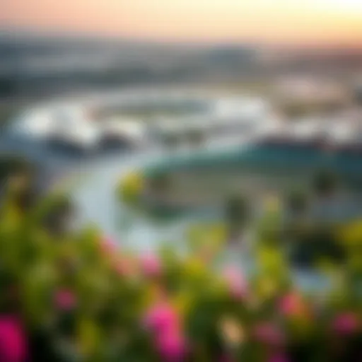 A Scenic Perspective of Yas Cycling Track Breathtaking view of Yas Cycling Track surrounded by lush greenery